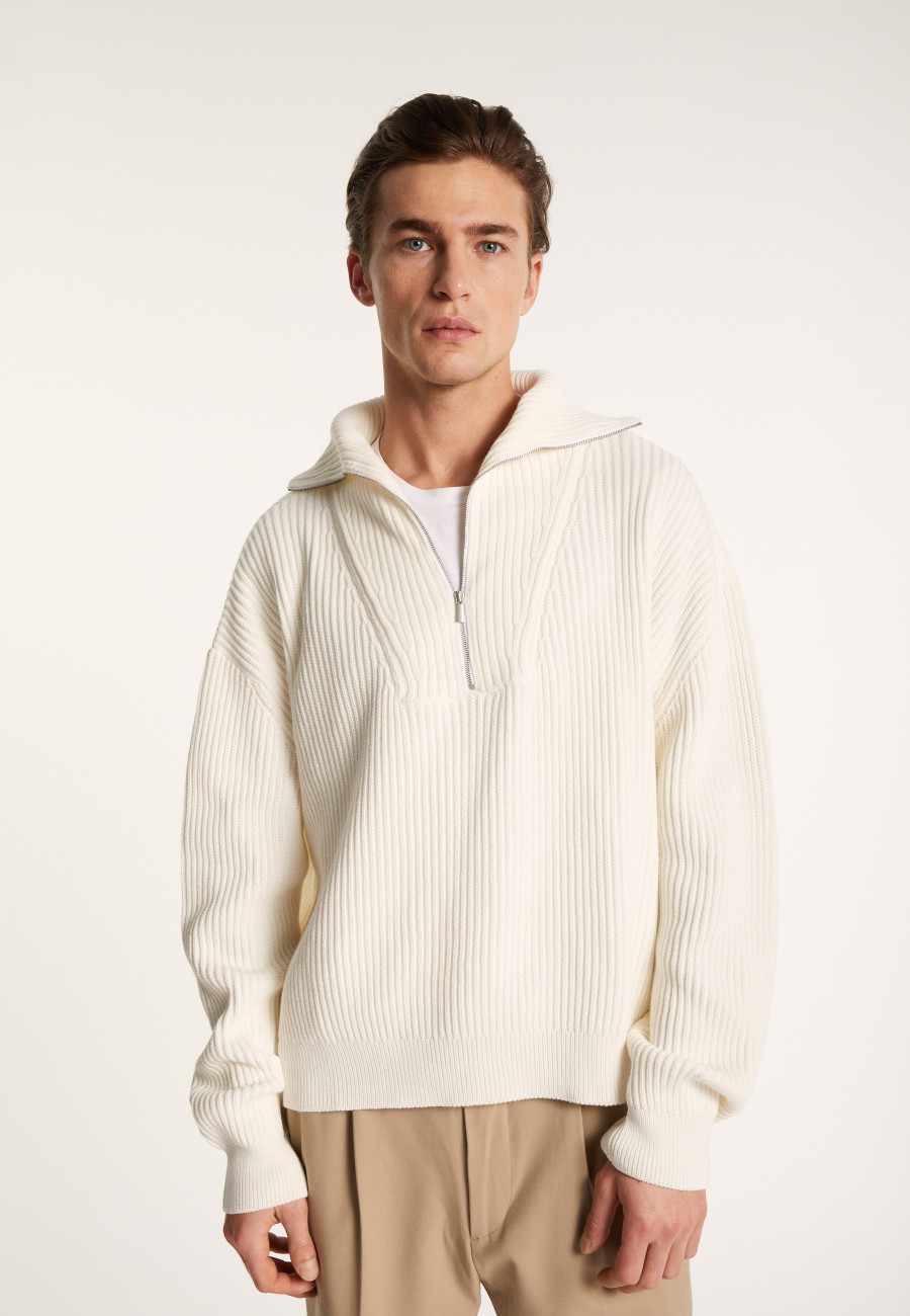 Large organic cotton trucker neck sweater - Bill Large organic cotton trucker neck sweater - Bill