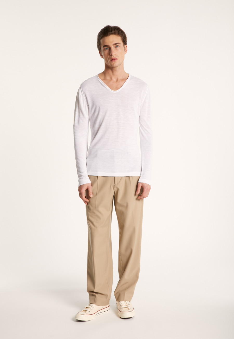 Slub linen T-shirt with Tunisian collar - Blayne Slub linen T-shirt with Tunisian collar - Blayne