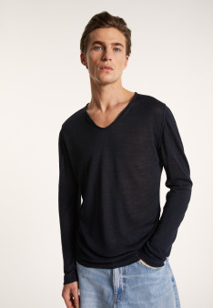 Slub linen T-shirt with Tunisian collar - Blayne