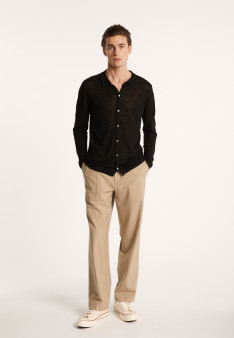 Chemise boutonné en lin flammé - Blason 7241 corsaire - 06 Bleu moyen