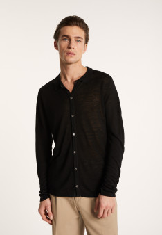 Chemise boutonné en lin flammé - Blason 7241 corsaire - 06 Bleu moyen