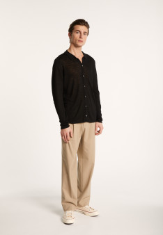 Chemise boutonné en lin flammé - Blason 7241 corsaire - 06 Bleu moyen