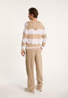 Hoodie bicolore en lin flammé - Philip 7340 sahara/blanc - 13 Beige moyen