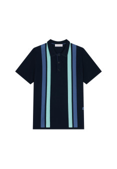 Polo 4 rayures verticales en Fil Lumière - Ilann