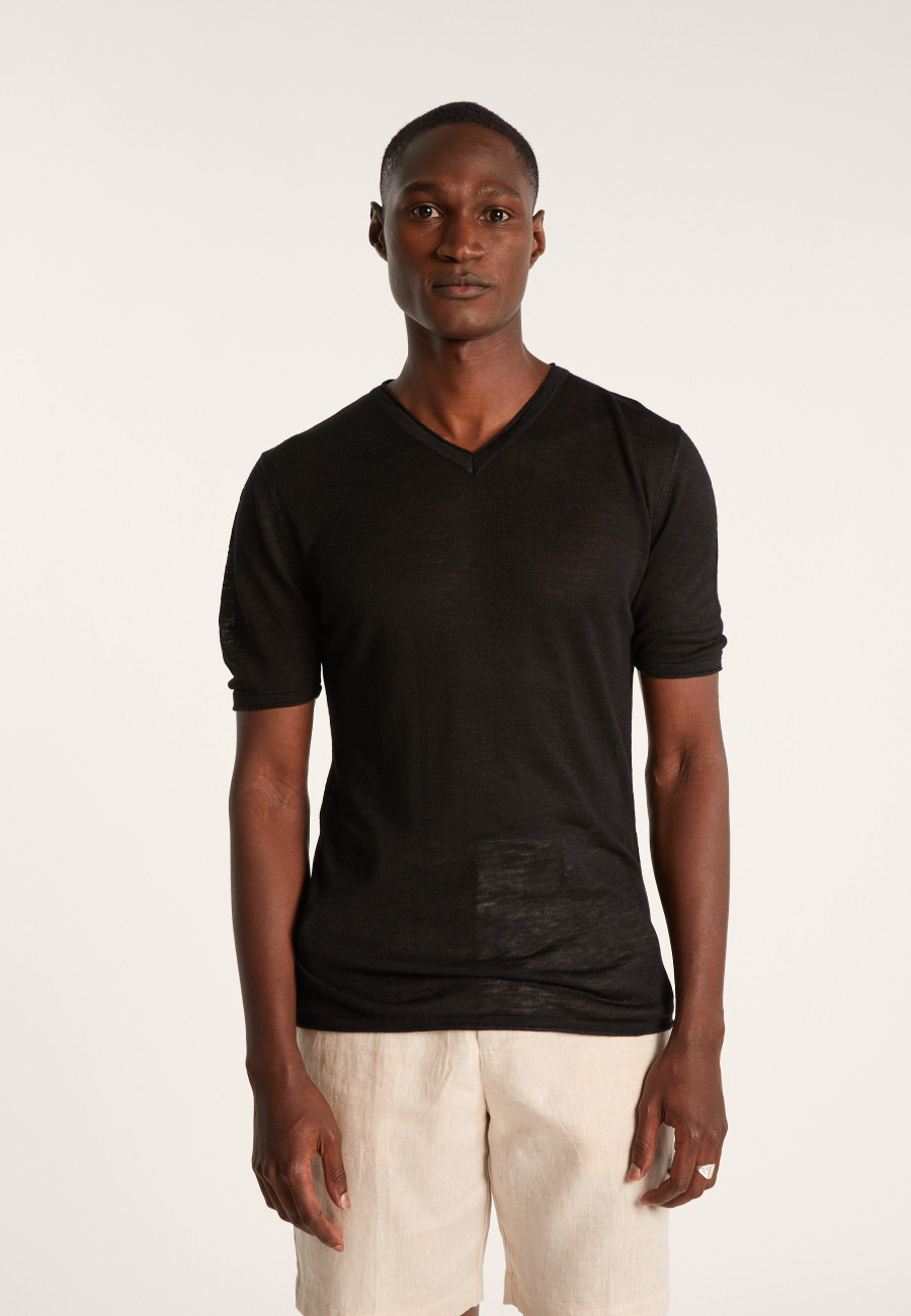 T-shirt col V en lin flammé - Reuben T-shirt col V en lin flammé - Reuben