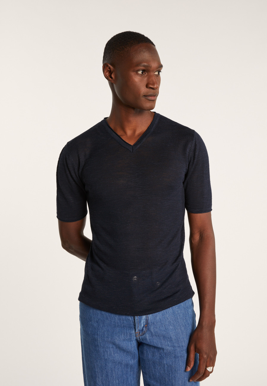T-shirt col V en lin flammé - Reuben T-shirt col V en lin flammé - Reuben