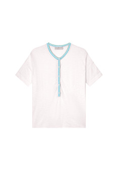 Short-sleeved cotton and linen cardigan - Laura