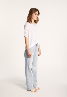 Short-sleeved cotton and linen cardigan - Laura