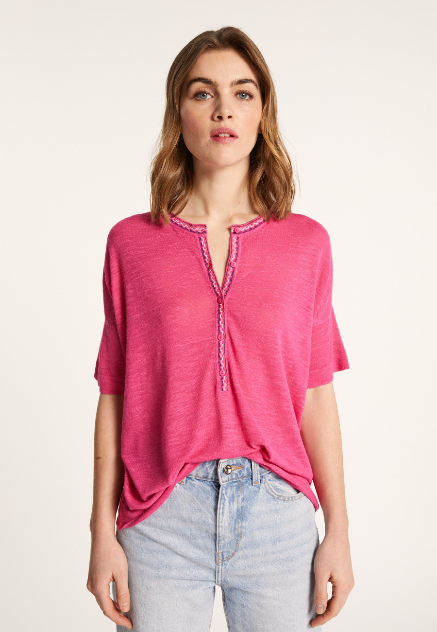 Short-sleeved cotton and linen cardigan - Laura Short-sleeved cotton and linen cardigan - Laura