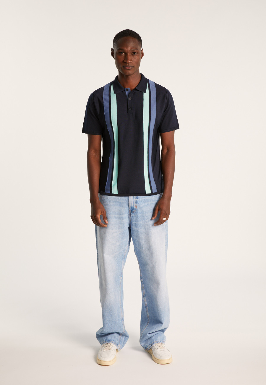 4 vertical stripes polo shirt in Fil Lumière - Ilann 4 vertical stripes polo shirt in Fil Lumière - Ilann