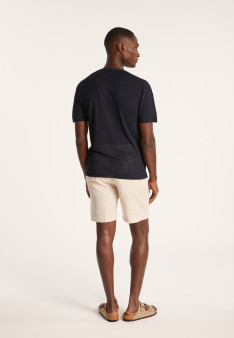 T-shirt col tunisien en lin flammé - Baraka 7212 fusain - 83 Kaki
