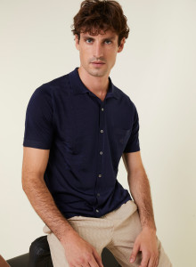 Short Sleeve Patterned Shirt in Fil Lumiere - Gustav