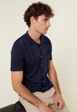 Short Sleeve Patterned Shirt in Fil Lumiere - Gustav