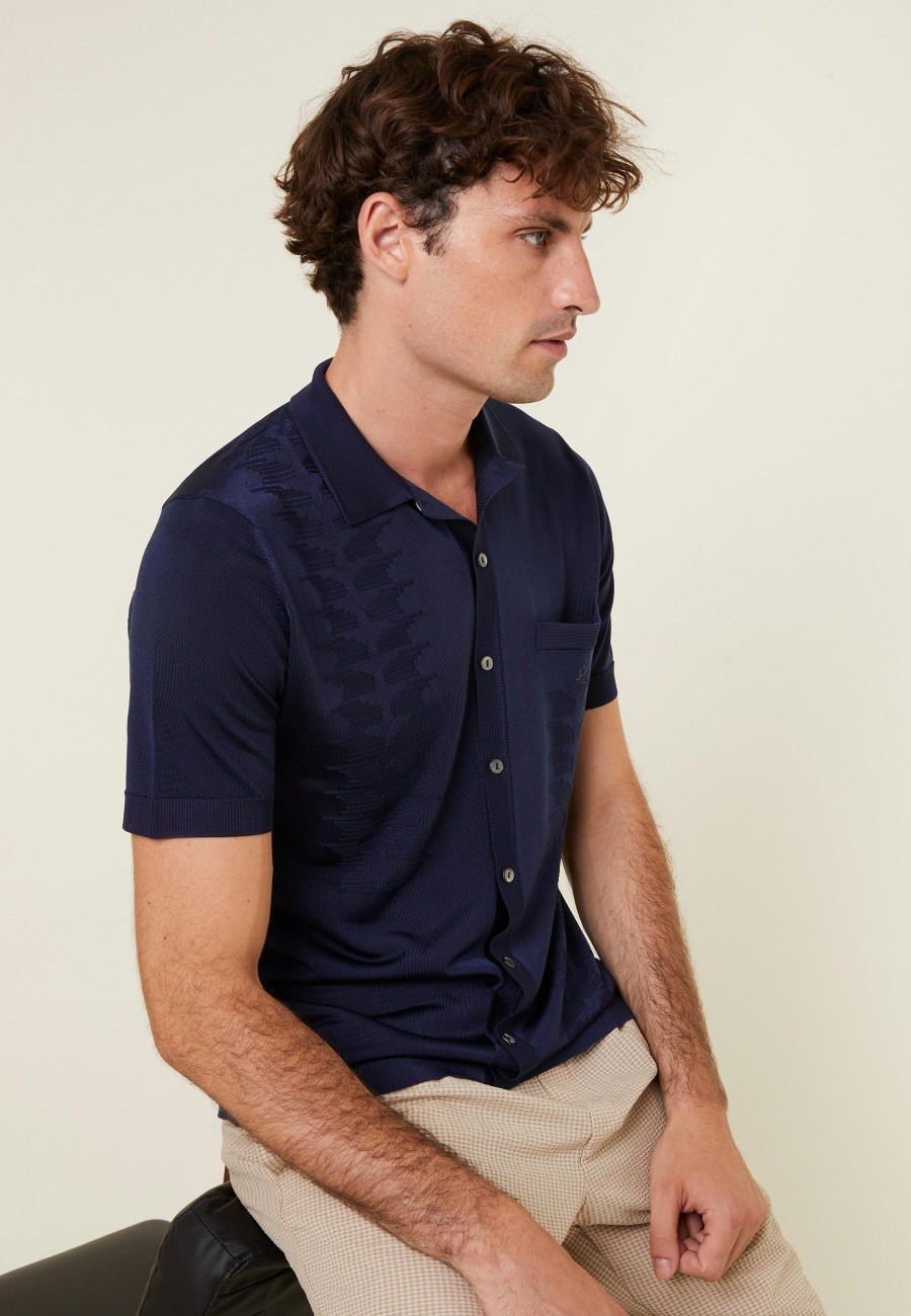 Short Sleeve Patterned Shirt in Fil Lumiere - Gustav Short Sleeve Patterned Shirt in Fil Lumiere - Gustav
