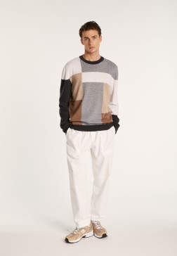Pull motifs géométriques en cachemire - Lima 7124 ombre - 10 Gris foncé 