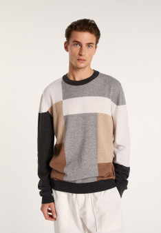 Pull motifs géométriques en cachemire - Lima 7124 ombre - 10 Gris foncé 