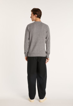 Round-neck cashmere sweater in checkered mesh - Alexis
