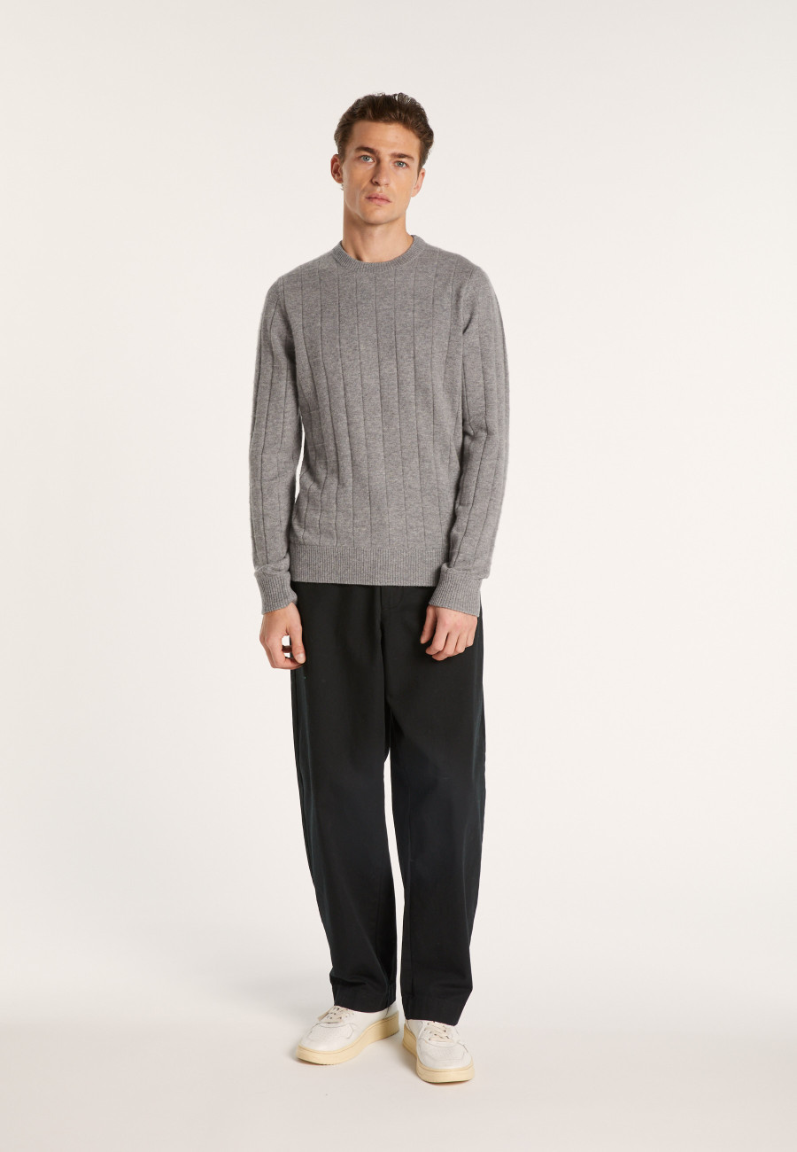 Round-neck cashmere sweater in checkered mesh - Alexis Round-neck cashmere sweater in checkered mesh - Alexis