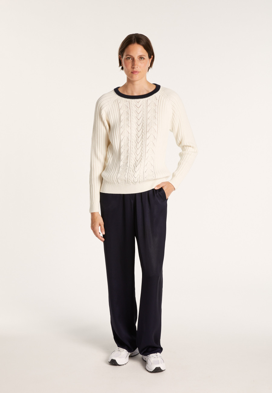 Pull en coton bio - Alice 6908 BLANC/MARINE- 02Blanc Pull en coton bio - Alice 6908 BLANC/MARINE- 02Blanc