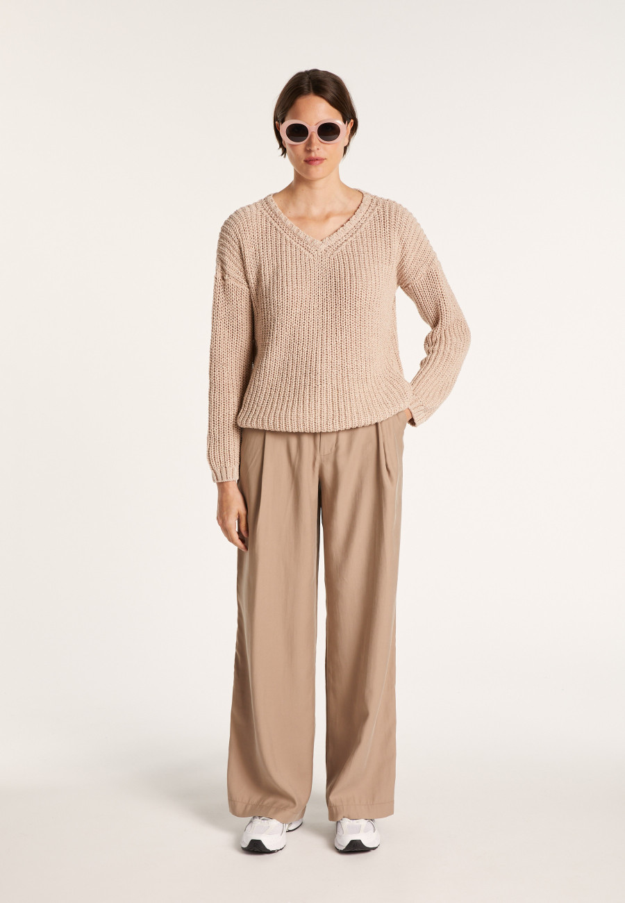 Pull col V en soie laine coton - Bulle 6883 flamine - 15 Orange Pull col V en soie laine coton - Bulle 6883 flamine - 15 Orange
