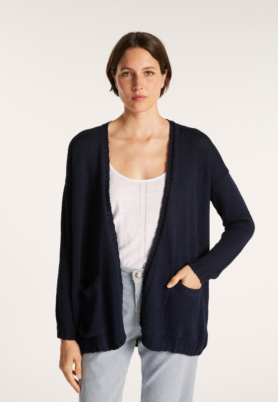 Cardigan à poches en grosse maille - Baryton 7240 marine - 05 Bleu marine Cardigan à poches en grosse maille - Baryton 7240 marine - 05 Bleu marine
