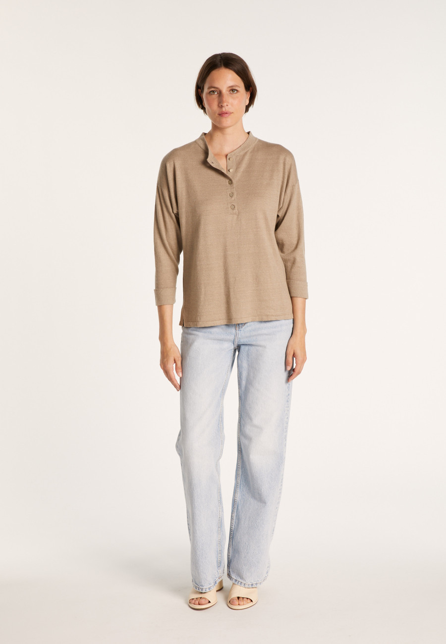Pull col boutonné en lin cachemire - Naza 7250 Pull col boutonné en lin cachemire - Naza 7250