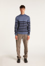 Striped wool sweater with high neck collar - Lazar