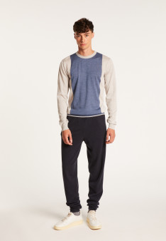 Pull bicolore en laine - Lasso 7147 baltique/marine - 05 Bleu marine