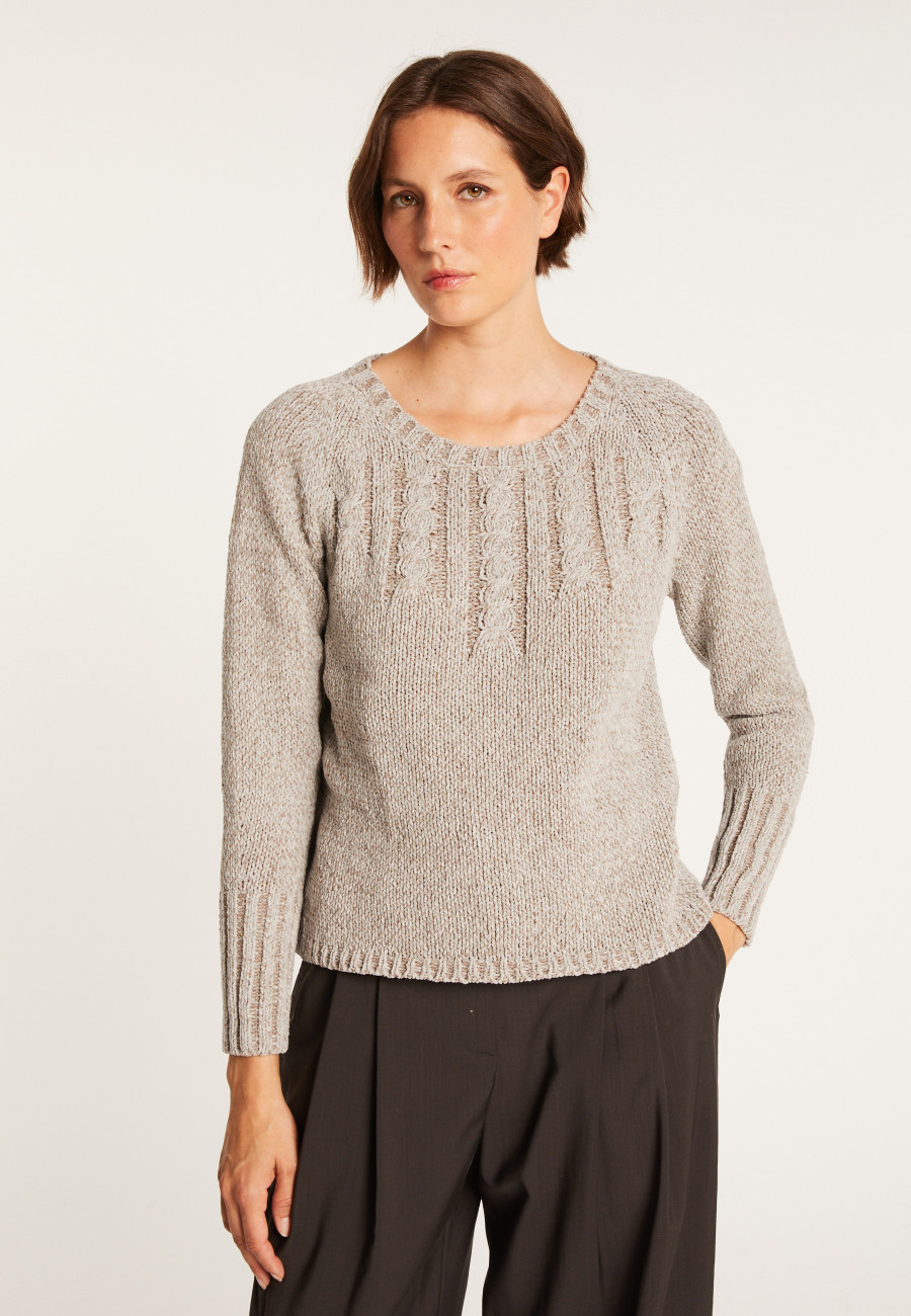 Pull avec torsades en soie et laine velours - Bahamas Pull avec torsades en soie et laine velours - Bahamas