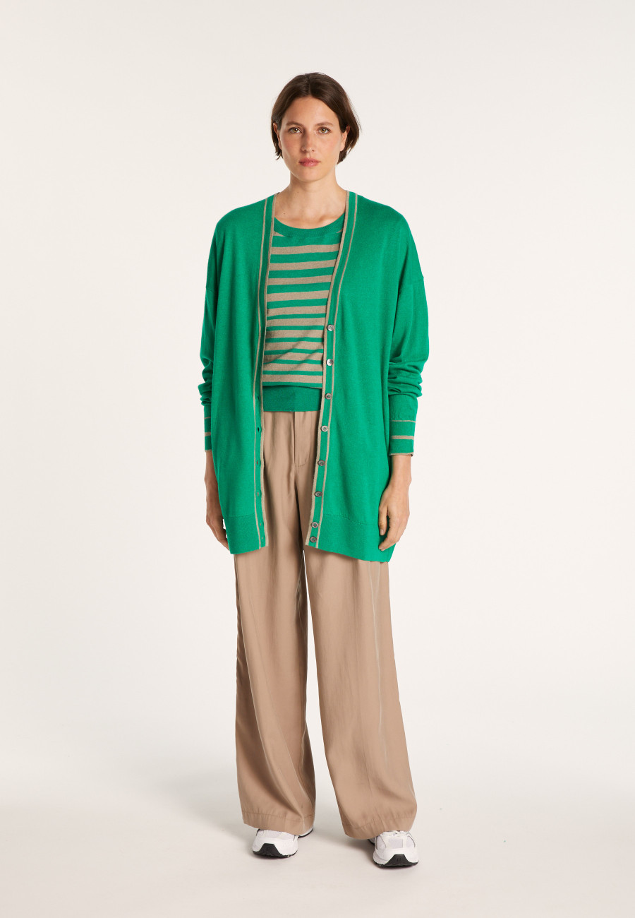 Long cardigan en lin cachemire - Narcissa 7319 veronese/sahara - 22 Vert moyen Long cardigan en lin cachemire - Narcissa 7319 veronese/sahara - 22 Vert moyen