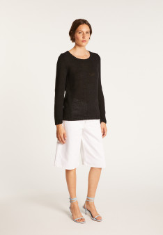 Pull col rond en soie coton et laine - Benji 6883 flamine - 15 Orange