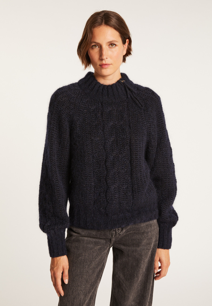 Pull col montant zippé en mohair - Gilda 7084 opale - 24 Rose clair Pull col montant zippé en mohair - Gilda 7084 opale - 24 Rose clair