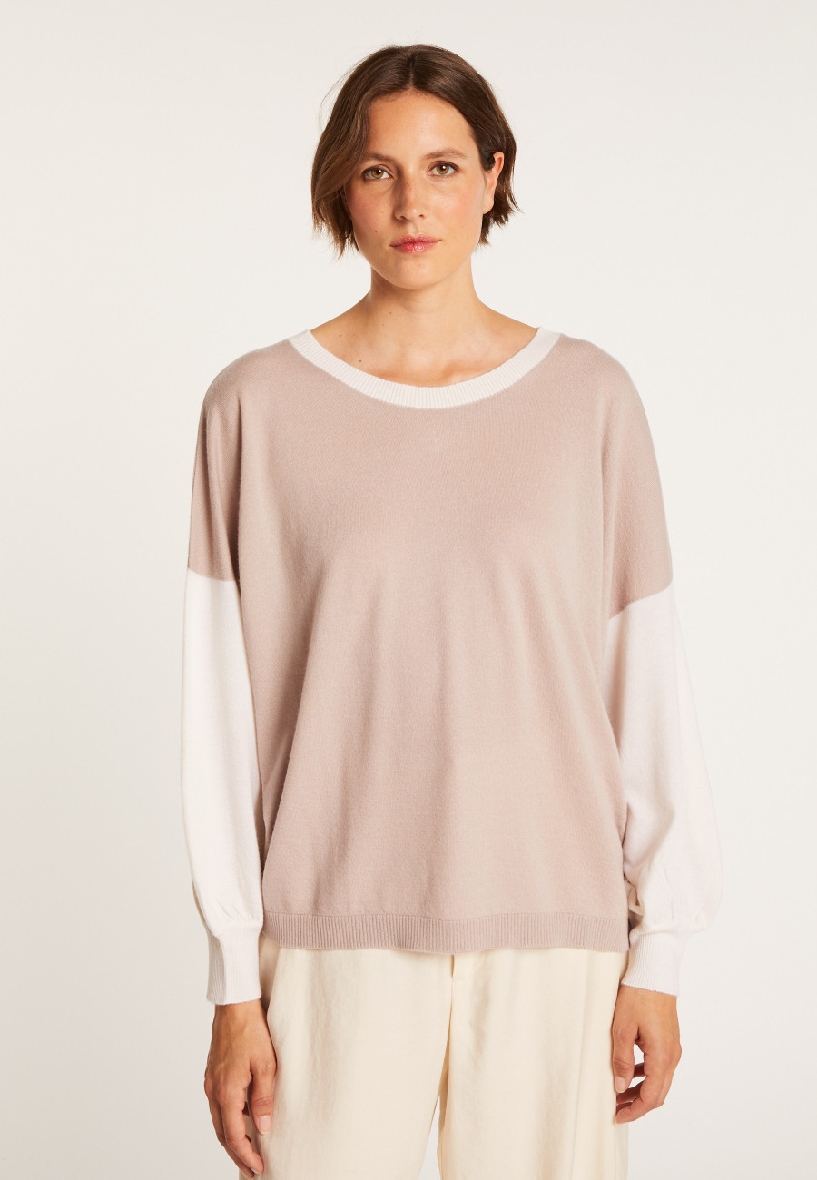 Pull ample en cachemire light - Maya 7304 sahara/blanc - 13 Beige moyen Pull ample en cachemire light - Maya 7304 sahara/blanc - 13 Beige moyen