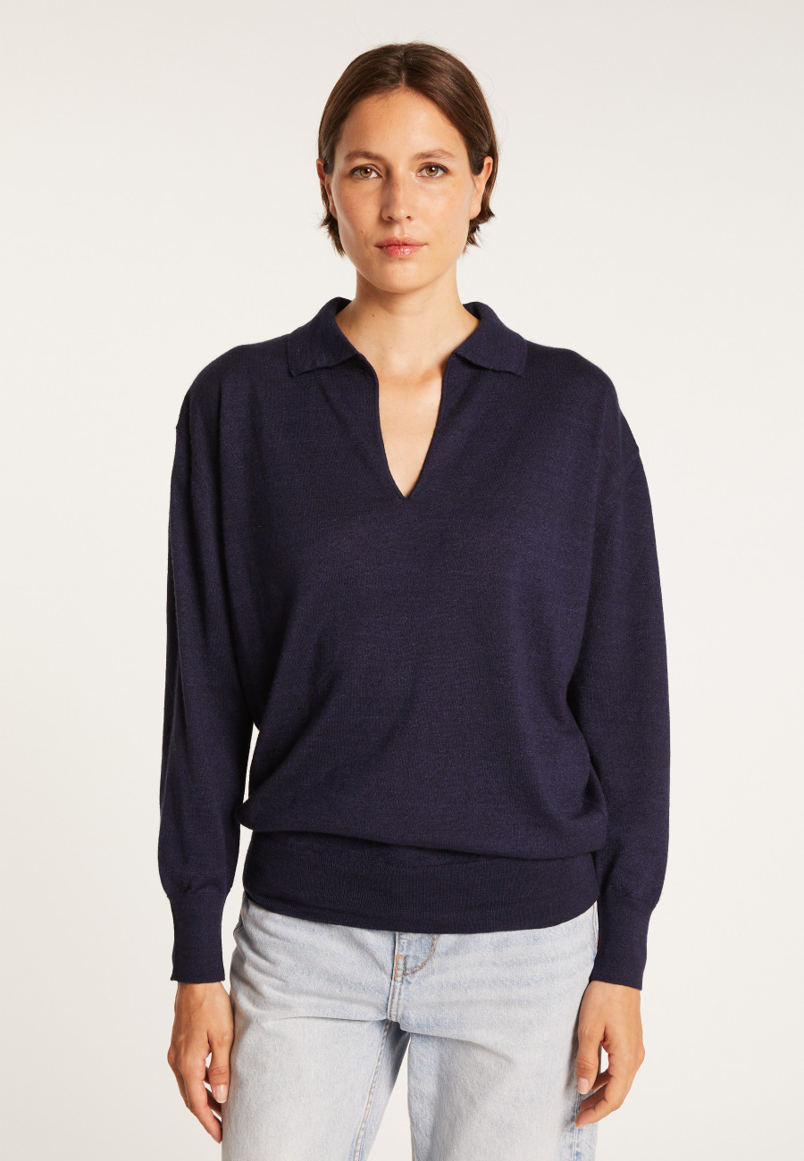 Pull col polo en lin cachemire - Bilbao 7201 sahara - 14 Beige foncé Pull col polo en lin cachemire - Bilbao 7201 sahara - 14 Beige foncé