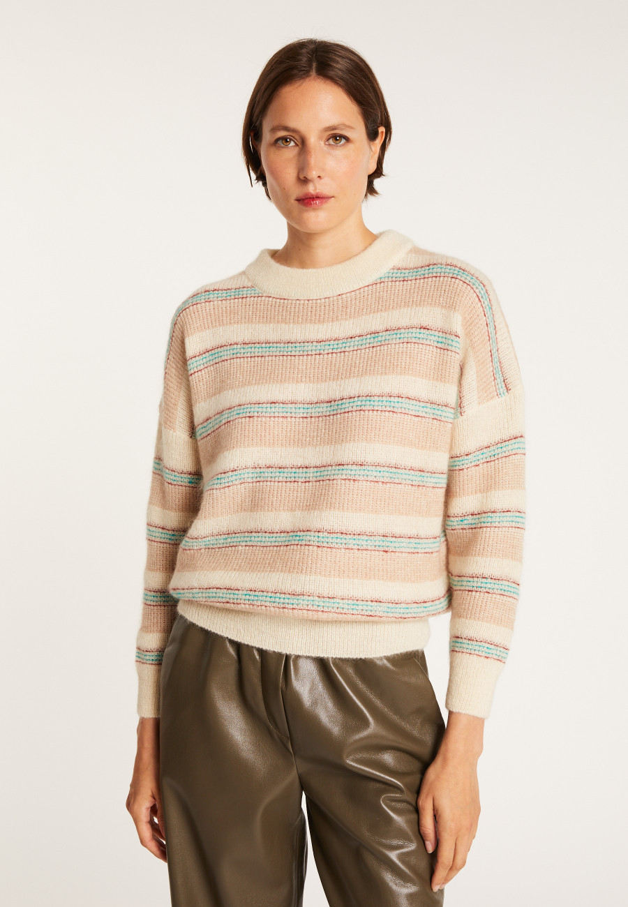 Round-neck striped mohair sweater - Charlie Round-neck striped mohair sweater - Charlie