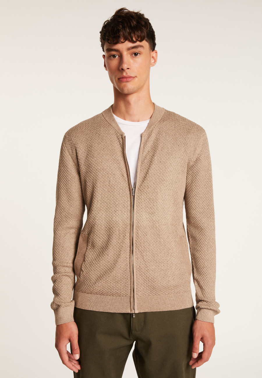 Cotton and cashmere zip-up cardigan - Hiro Cotton and cashmere zip-up cardigan - Hiro