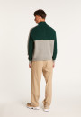 Tricolor alpaca wool sweater with trucker collar - Augustin