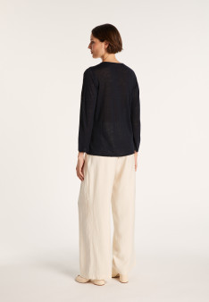 Cardigan à poches en lin flammé - Bao 7240