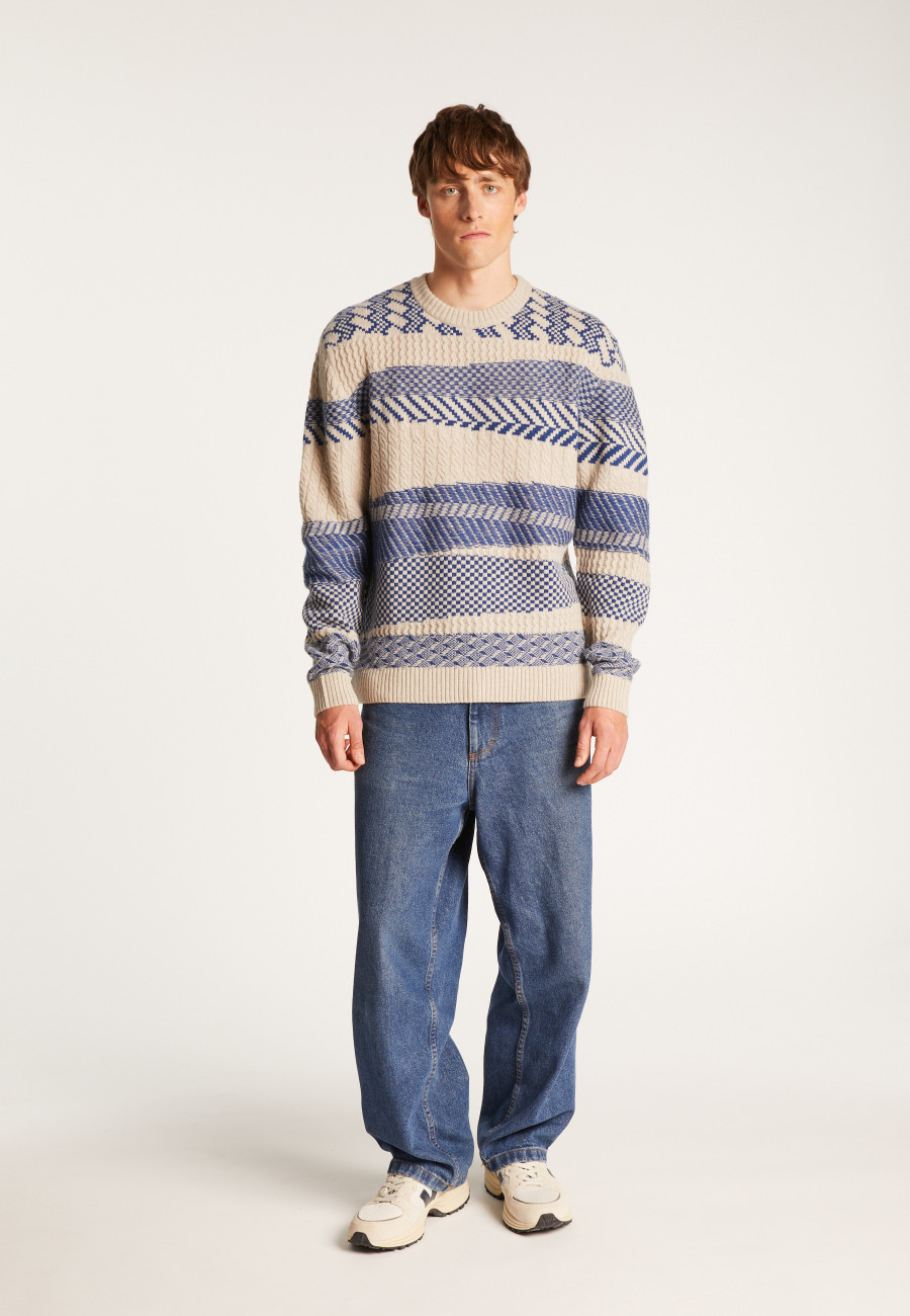 Two-tone merino wool crewneck sweater - Toledo Two-tone merino wool crewneck sweater - Toledo