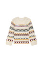 Round neck sweater with patterns in merino wool - Romance
