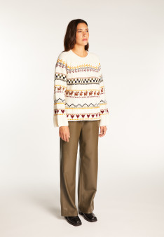 Maglione girocollo in lana merino fantasia - Romance