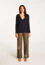 Oversized V-neck T-shirt in bamboo cashmere fiber - Rica