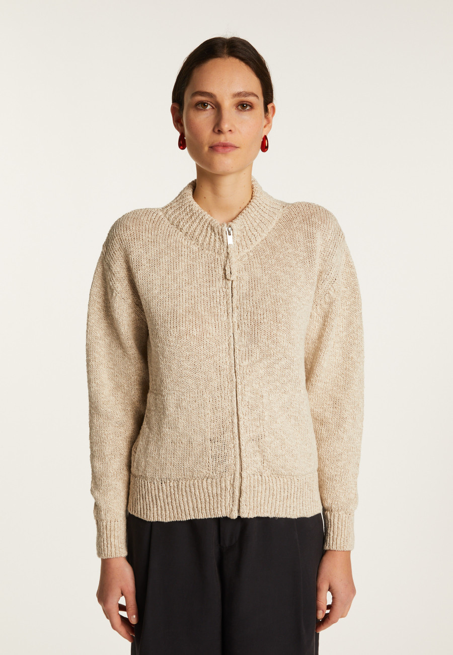 Cotton and linen zipped jacket - Flora Cotton and linen zipped jacket - Flora