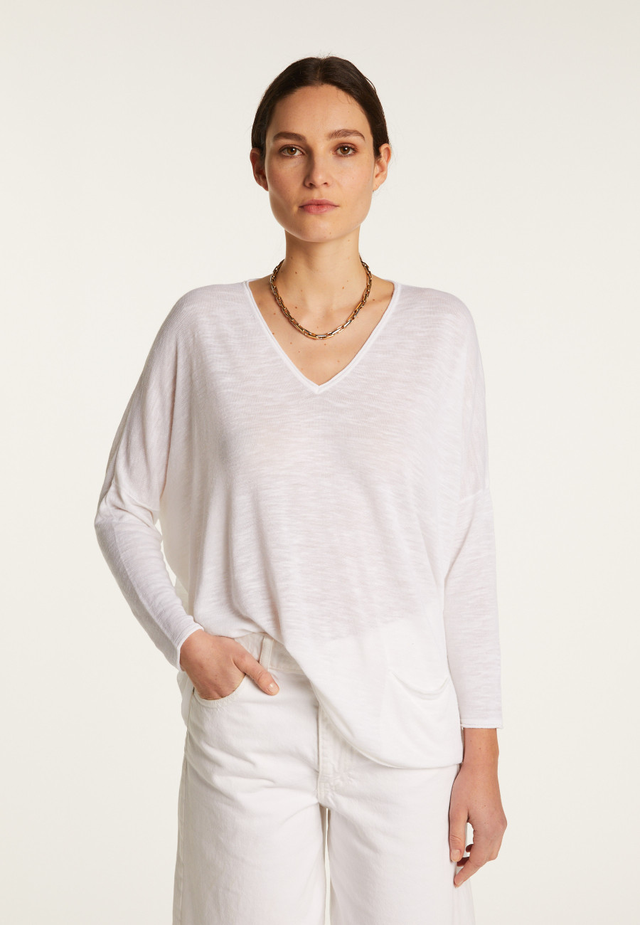 Batwing sleeve sweater in slub linen - Balou Batwing sleeve sweater in slub linen - Balou