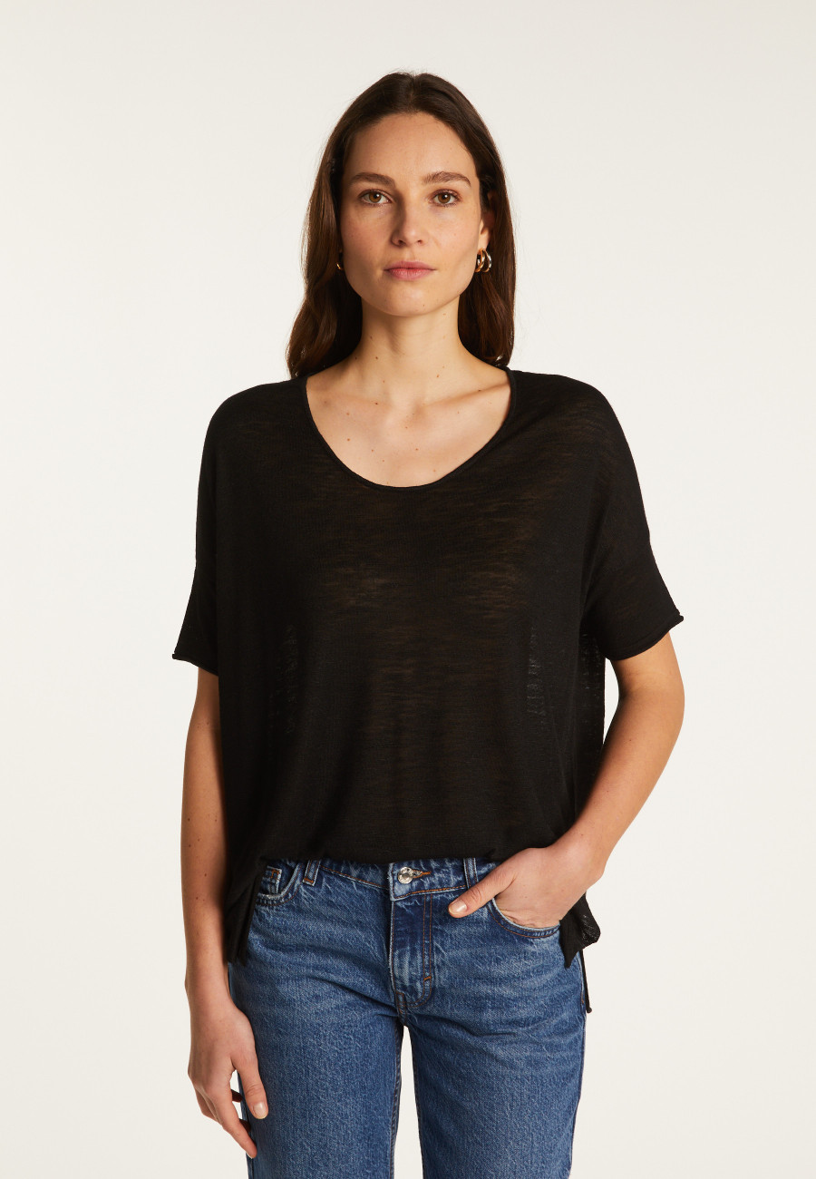 T-shirt col rond en lin flammé - Béatrice T-shirt col rond en lin flammé - Béatrice