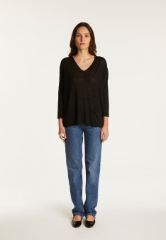 Batwing sleeve sweater in slub linen - Balou
