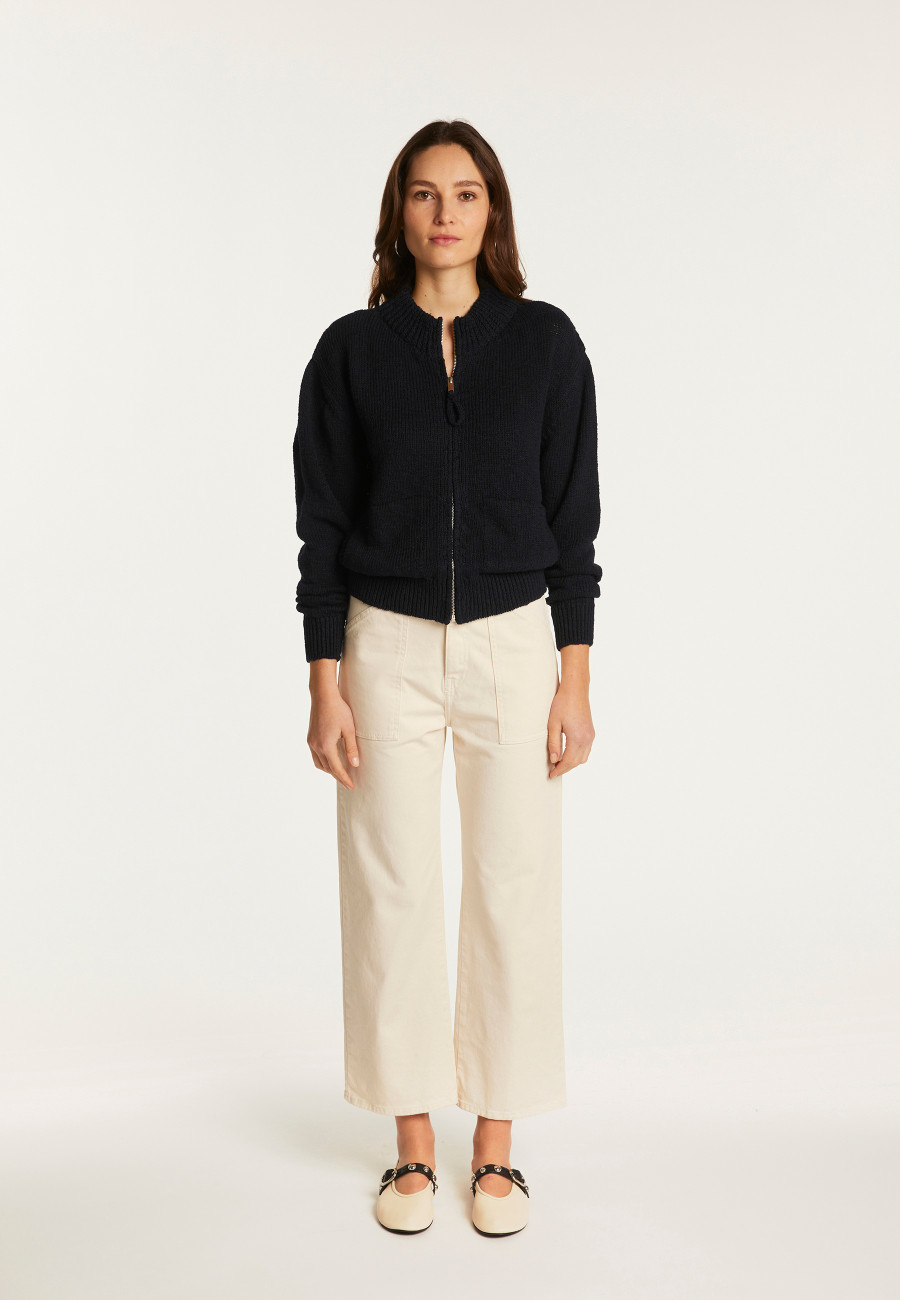 Cotton and linen zipped jacket - Flora Cotton and linen zipped jacket - Flora