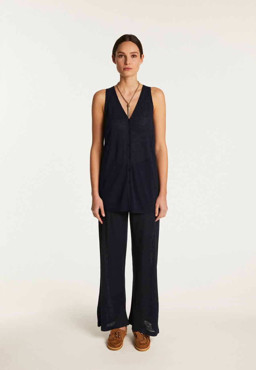 Short-sleeved flamed linen vest - Dara Short-sleeved flamed linen vest - Dara