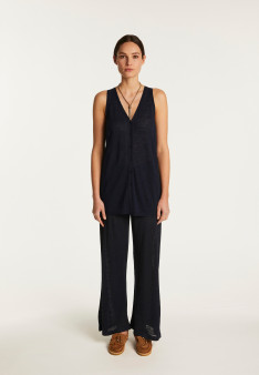 Gilet à manches courtes en lin flammé - Dara