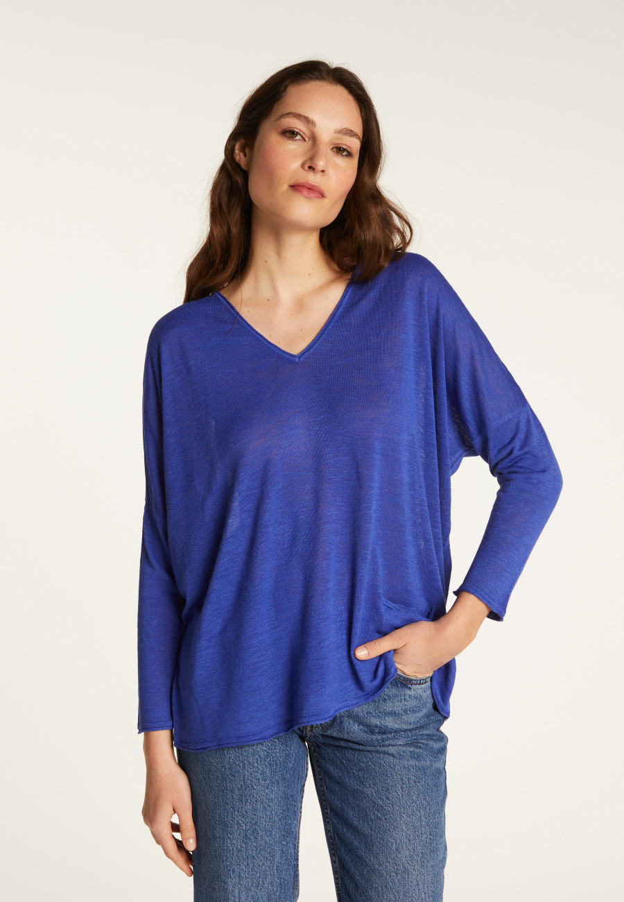 Pull manches chauve-souris en lin flammé - Balou Pull manches chauve-souris en lin flammé - Balou